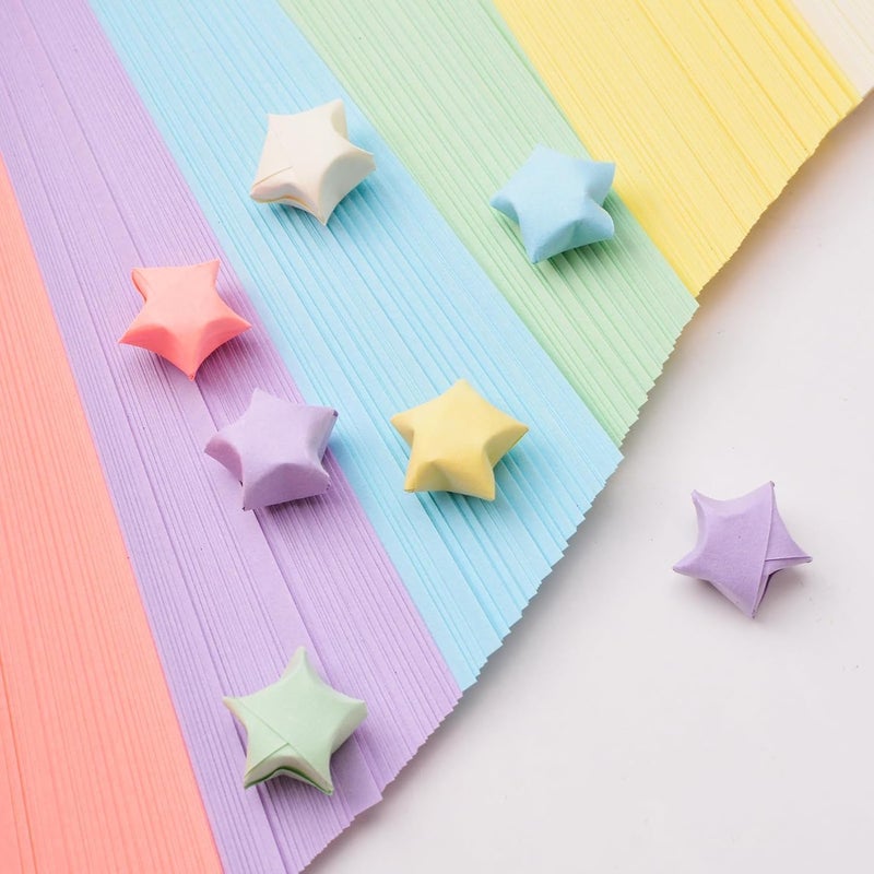 YNGRUE 1080 Sheets Star Origami Paper 6 Assortment Color Star Paper Strip Double Sided Origami Stars Paper Solid Color, Lucky Star Decoration Paper Strips DIY Hand Art Crafts (1080 Sheets 6 colors) - Image 2
